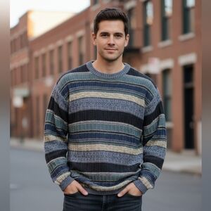 Vintage St Michael From Marks& Spencer Wool Blend Casual Striped Sweater Size S